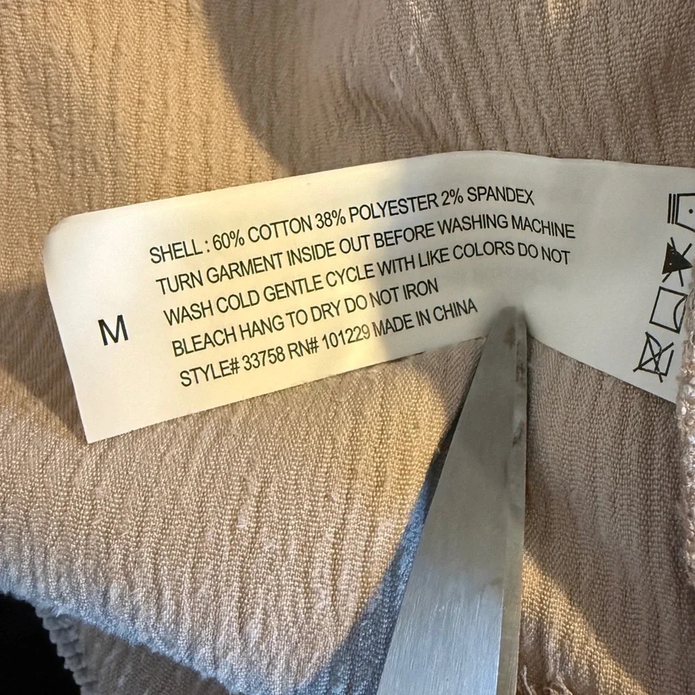 Stoosh Neutral Colorblock Corduroy Shacket Jacket Shirt Women’s Size Medium - Picture 9 of 12